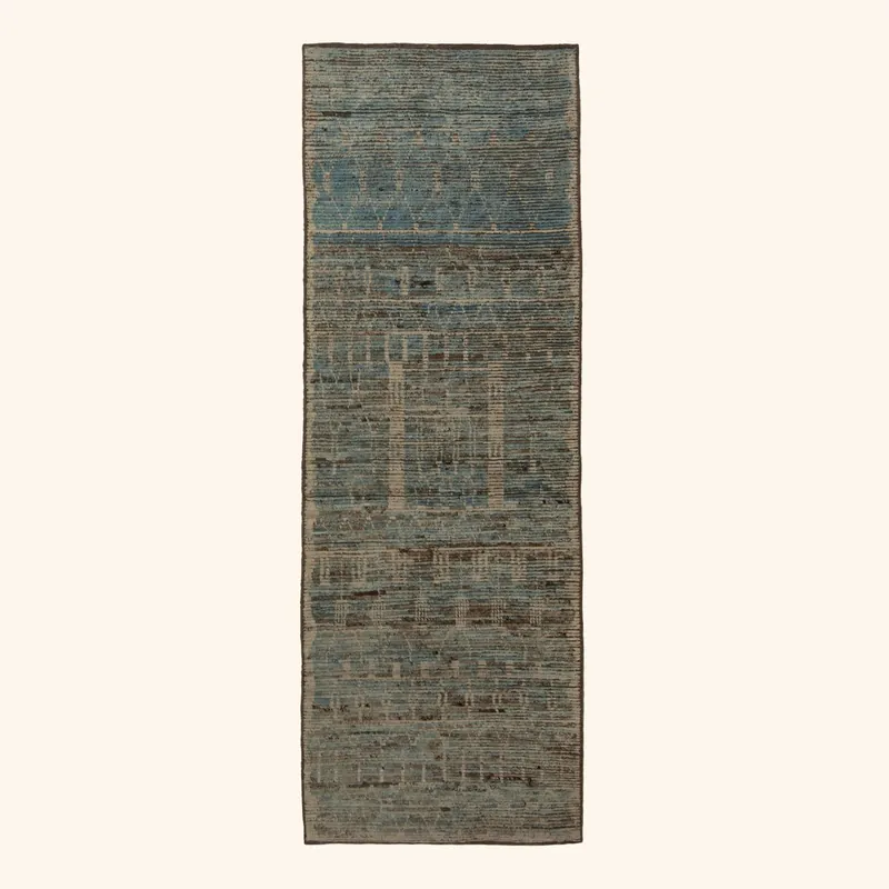Zameen Patterned Modern Wool Rug - 2'10" x 8'4"