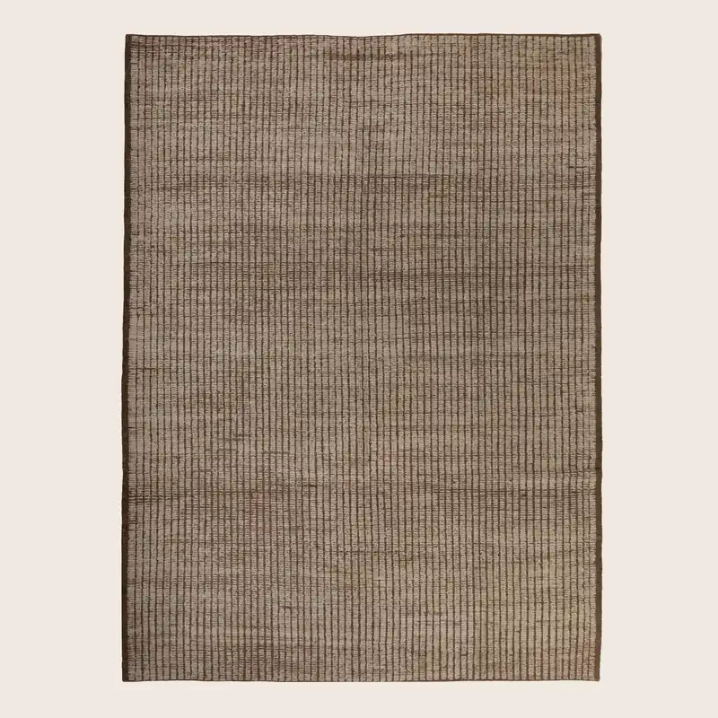 Brown Solid Zameen Modern Wool Rug - 6'4" x 8'9"
