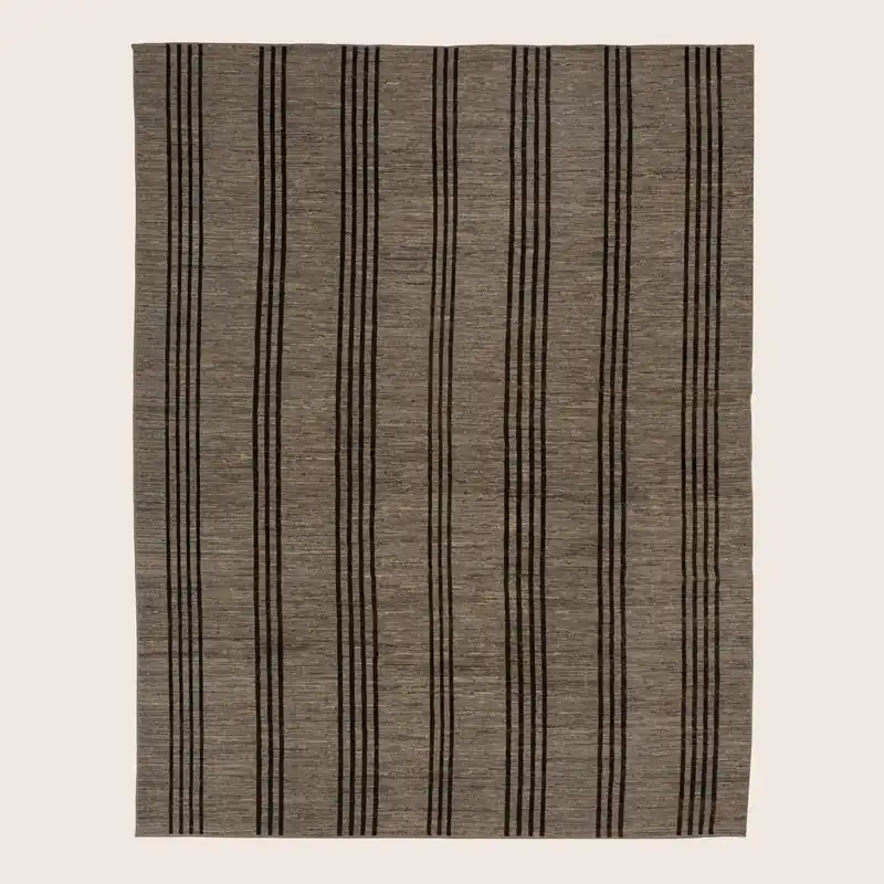 Brown Zameen Modern Wool Rug - 10'6" x 13'3"