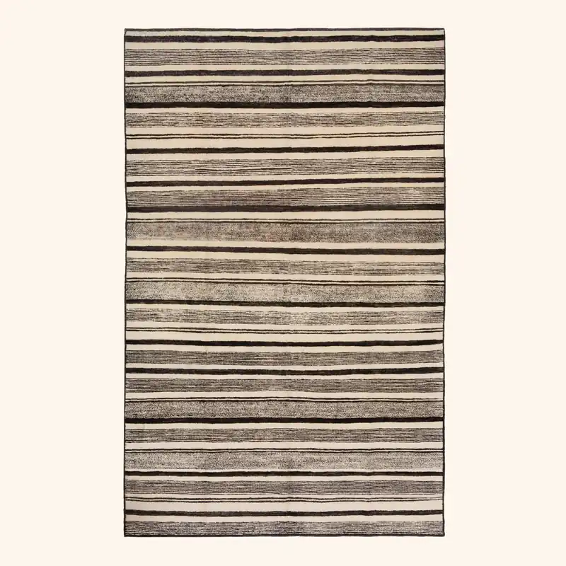 Black Zameen Modern Wool Rug - 6' x 9'8"
