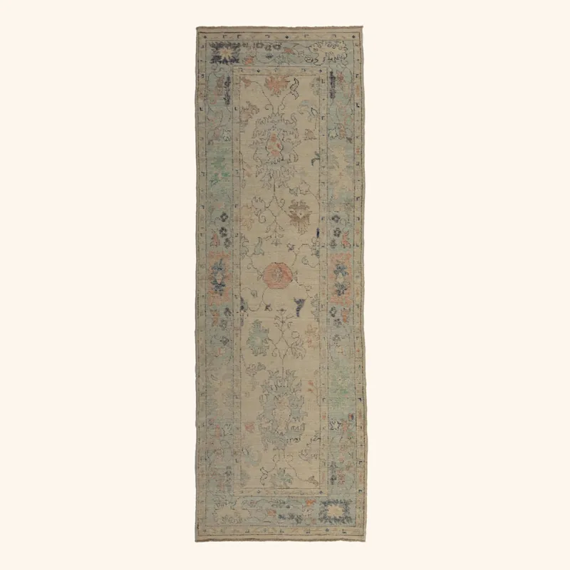Blue Zameen Transitional Wool Rug - 3'1" x 9'5"