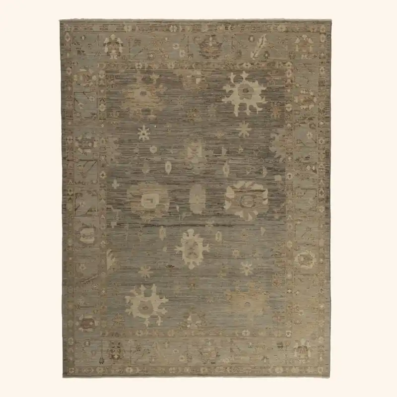 Beige Zameen Traditional Wool Rug - 7'8" x 9'7"