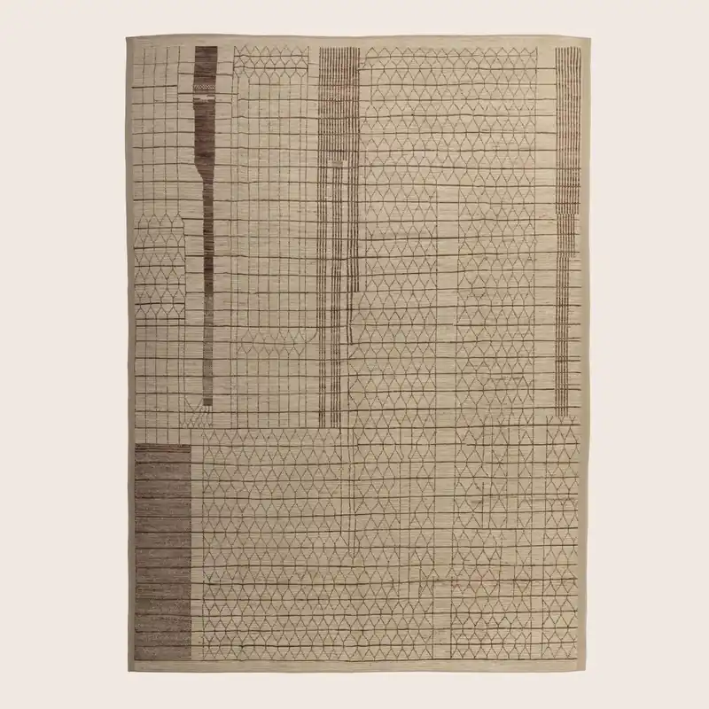 Beige Zameen Transitional Wool Rug - 10'10" x 13'10"