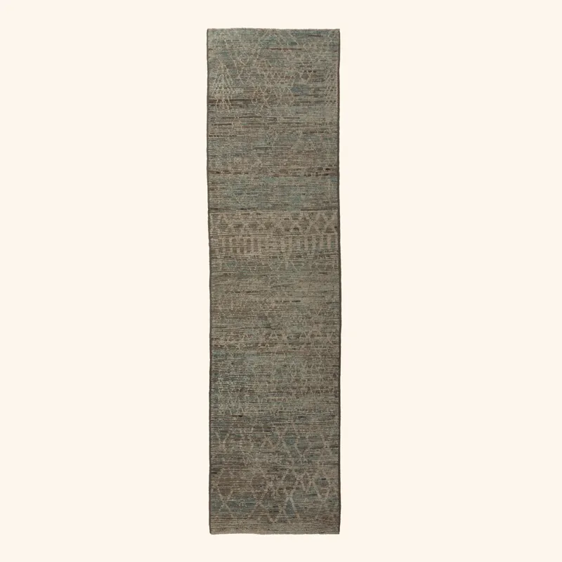 Zameen Patterned Modern Wool Rug - 3'4" x 12'8"