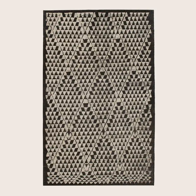 Black & White Zameen Transitional Wool Rug - 6'7" x 9'9"