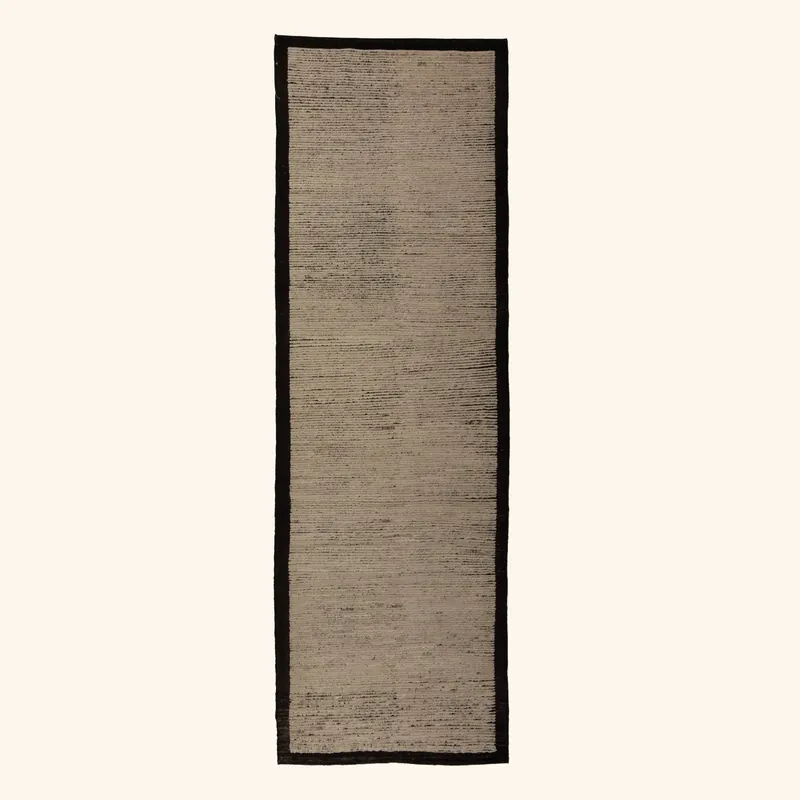 Zameen Patterned Modern Wool Rug - 3'6" x 11'1"