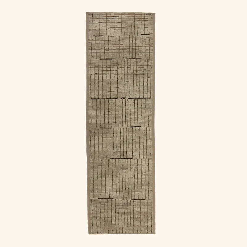 Zameen Patterned Modern Wool Rug - 3'7" x 11'10"