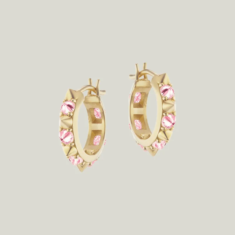 Valerie Pink Sapphire Mini Hoops - AnaKatarina Design (Consigned)