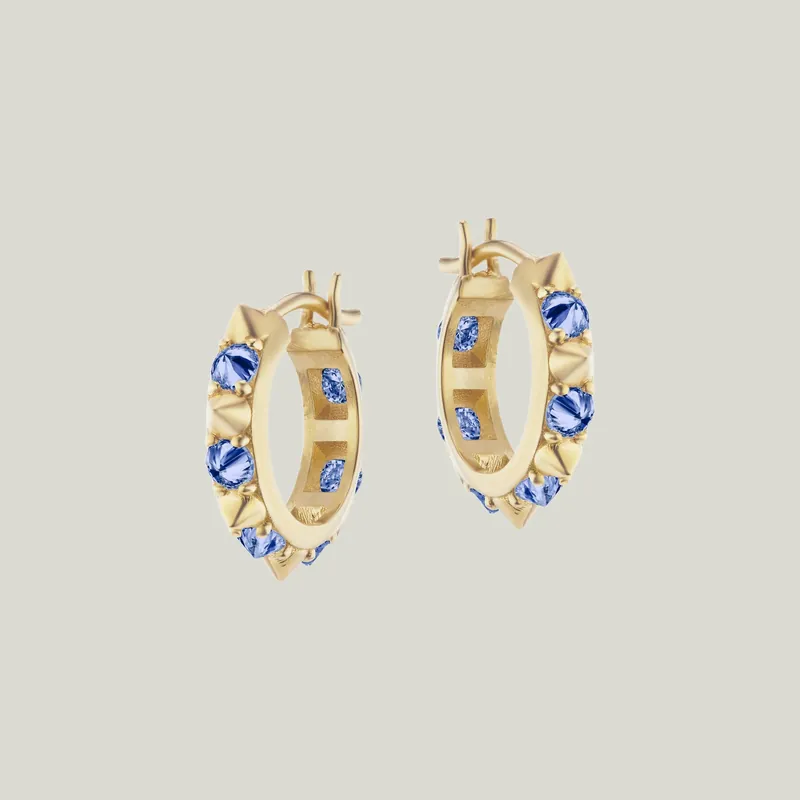 Valerie Blue Sapphire Mini Hoops - AnaKatarina Design (Consigned)