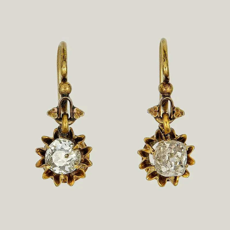 Victorian Diamond Dangle Earrings - Odeon Collection (Leased)