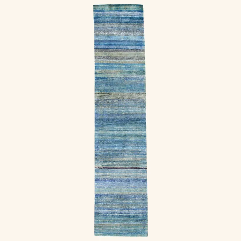 Blue Alchemy Geometric Silk Rug - 2'11" x 14'10"