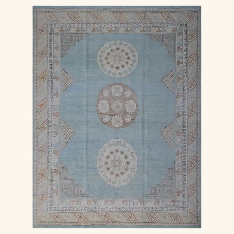 Blue Traditional Wool Rug - 7'8" x 9'3"