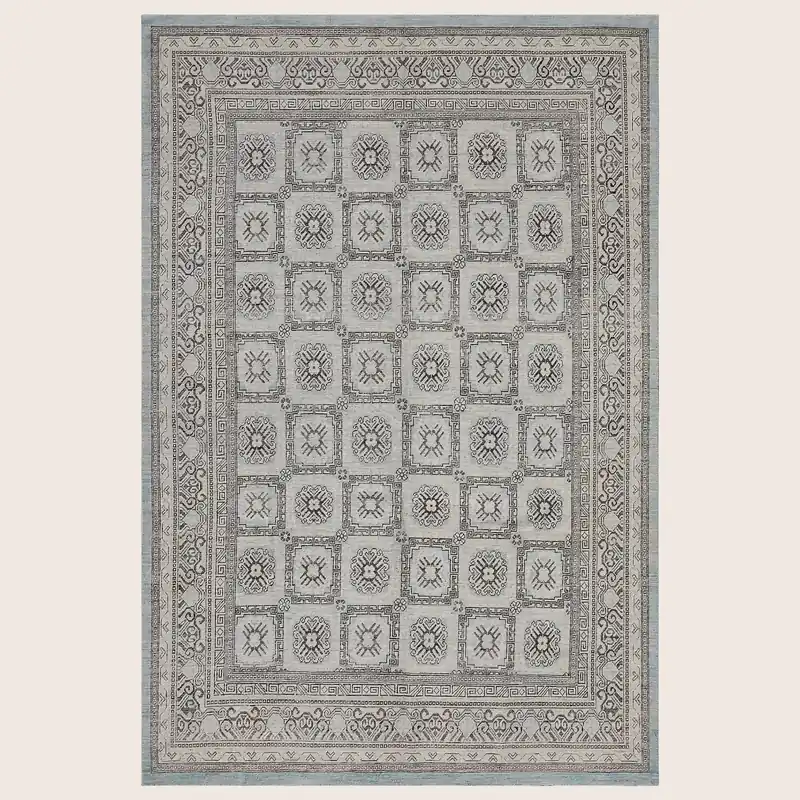 Grey Traditional Wool Rug - 7'10" x 10'8"