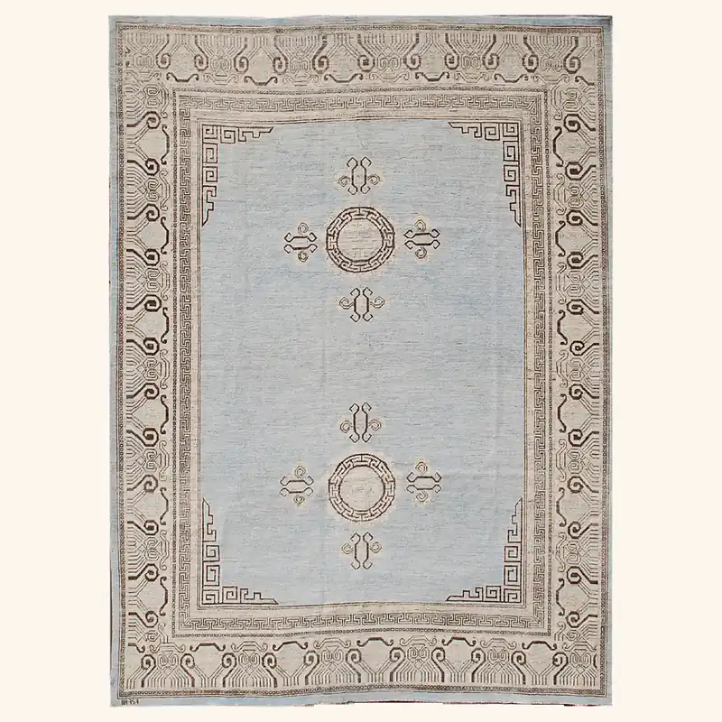 Blue Traditional Wool Rug - 7'9" x 9'2"