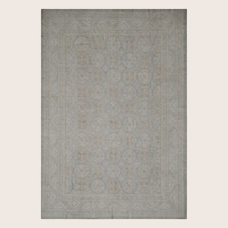 Light Blue Traditional Wool Rug - 8' x 10'7"