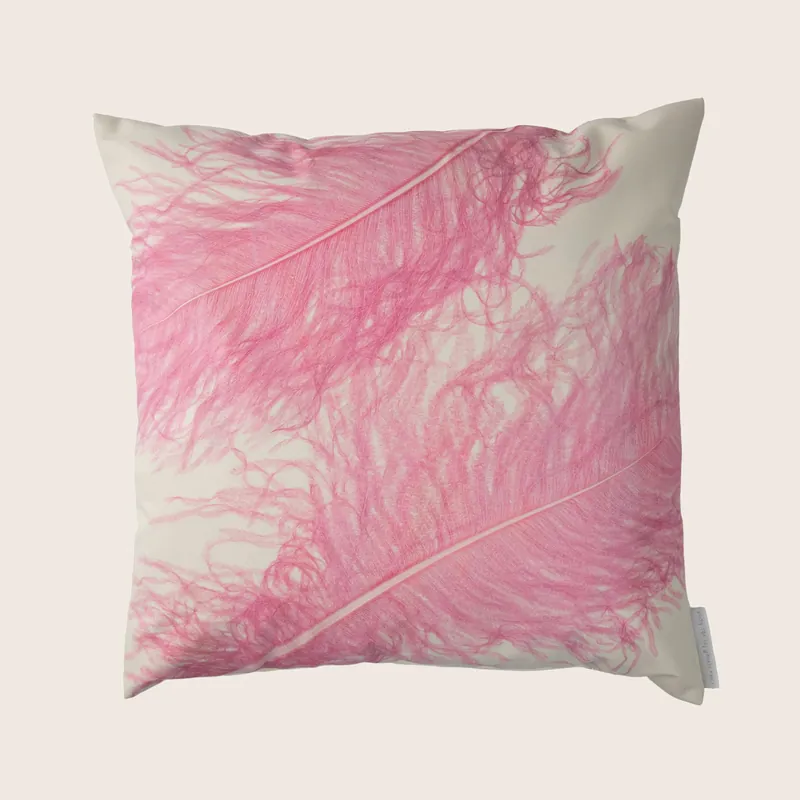 Plume Rose Finch Ivoire Eco Suede Pillow - Aviva Stanoff