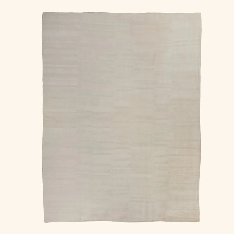 Solid White Turkish Flatweave Wool Rug - 9'3" x 12'2"
