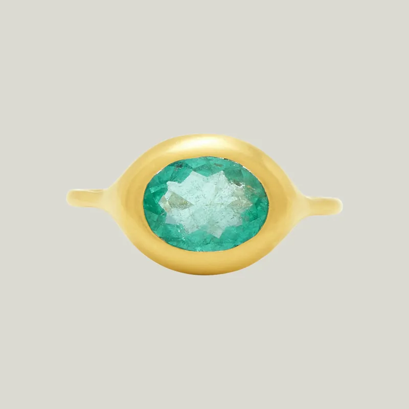 Oval Emerald Carved Ring - Diana Mitchell (Consigned)