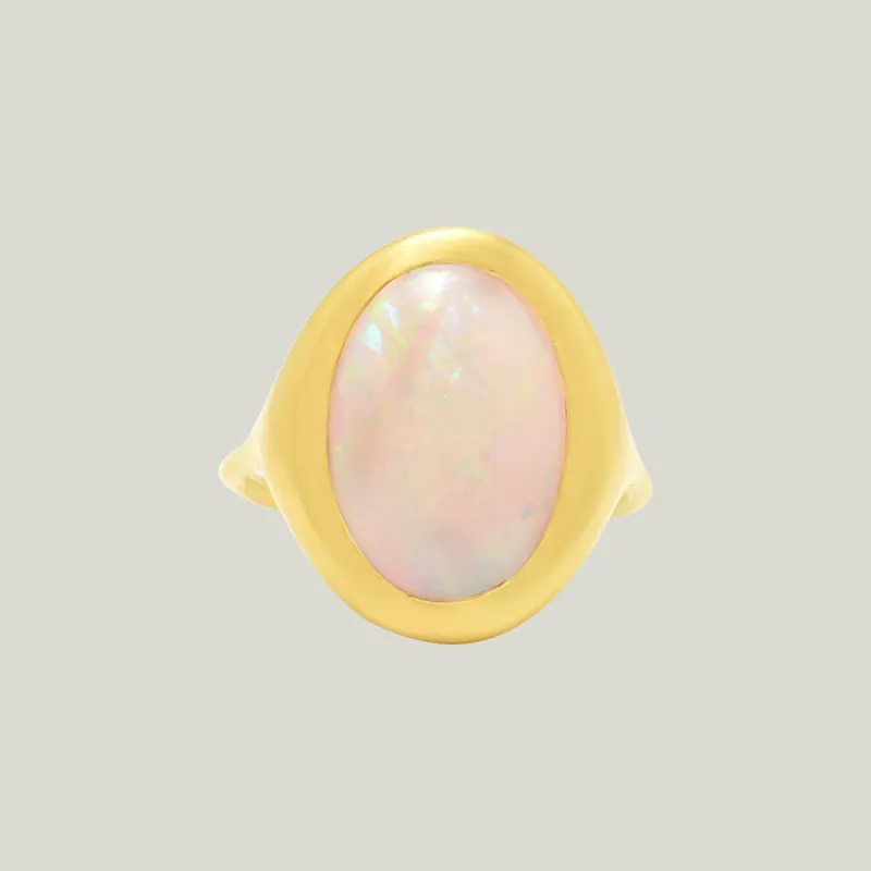 Oval Opal Carved Ring - Diana Mitchell (Consigned)