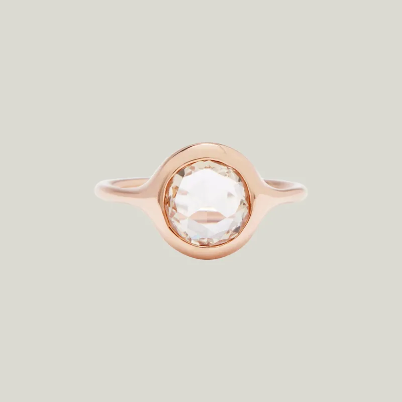 Pink Round Rose Cut Carved Ring - Diana Mitchell (Consigned)