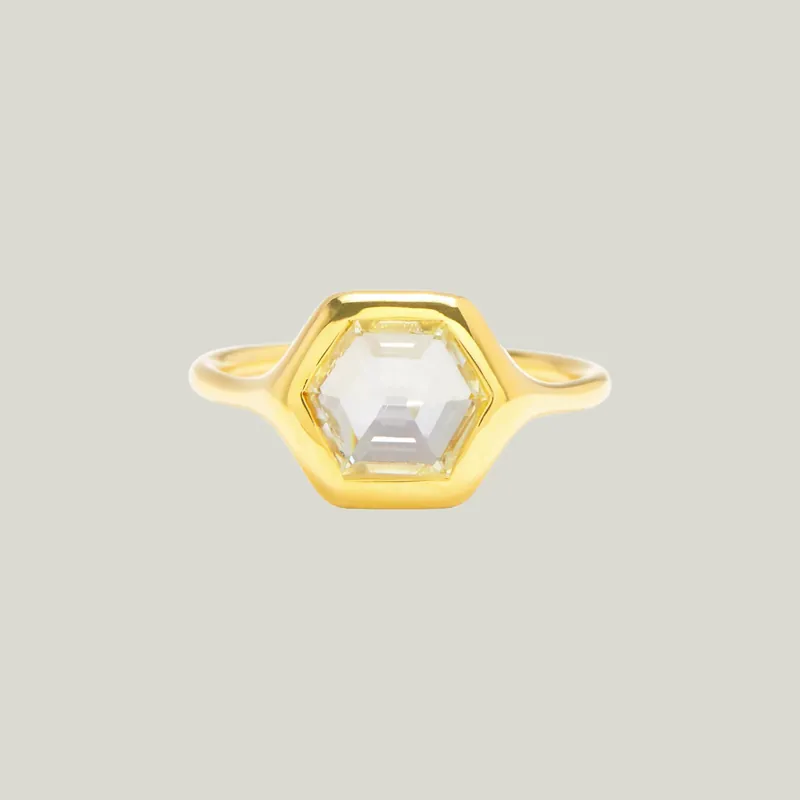 Hexagon Diamond Carved Ring - Diana Mitchell (Consigned)
