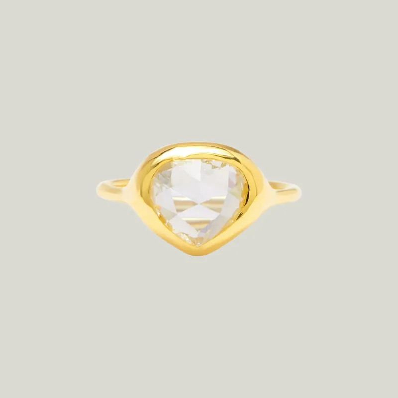 Antique Pear Diamond Carved Ring - Diana Mitchell (Consigned)