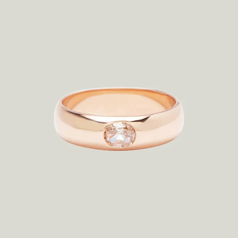 Oval Rose Cut Pink Gypsy Band - Diana Mitchell (Consigned)