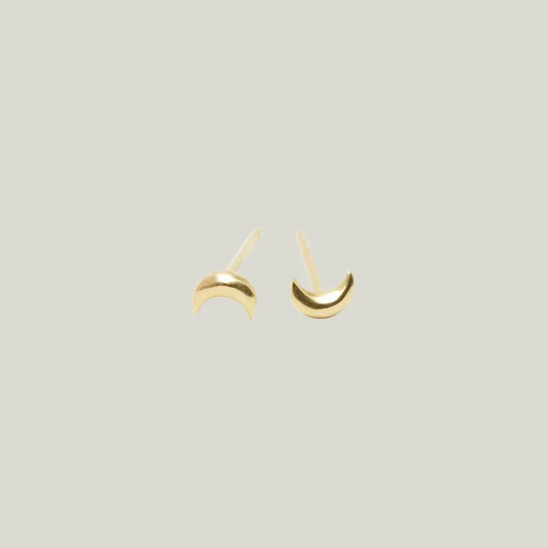 Tiny Crescent Moon Studs - Diana Mitchell (Consigned)