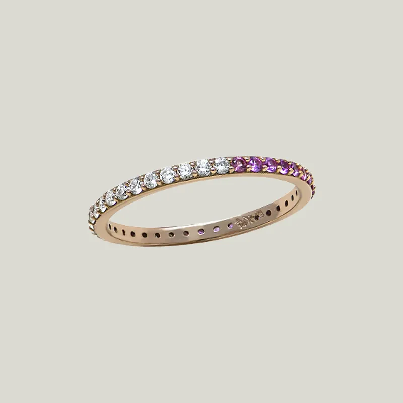 Classique Pink Sapphire + Diamond Geometric Eternity Ring - Anzie (Consigned)