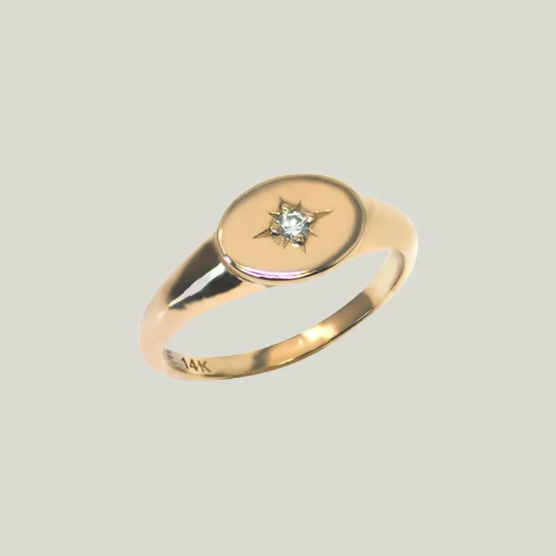 Aztec Diamond Signet Ring - Anzie (Consigned)