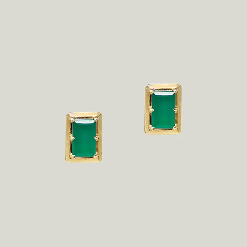 Cleo Carre Baguette Green Onyx Earrings - Anzie (Consigned)