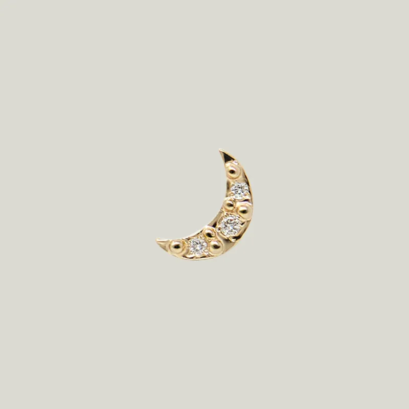 Aztec Crescent Moon Diamond Single Stud - Anzie (Consigned)