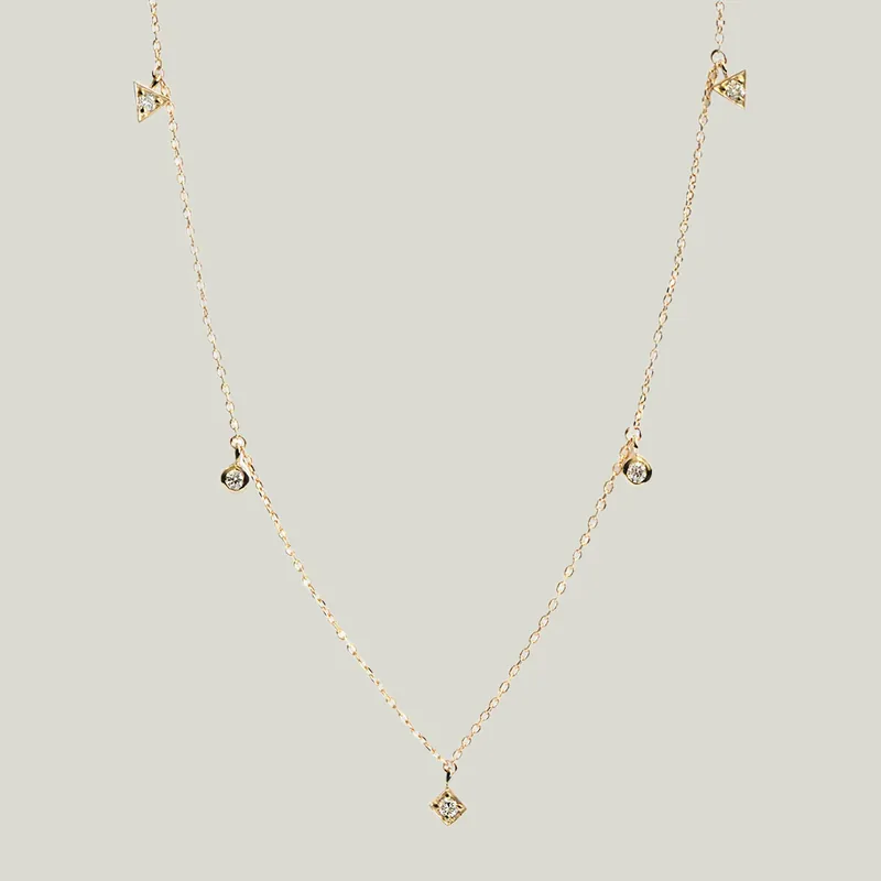 Cleo Floating Geometric Diamond Crew Necklace - Anzie (Consigned)
