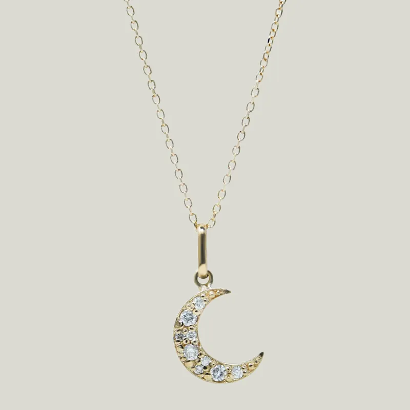 Aztec Diamond Moon Necklace - Anzie (Consigned)