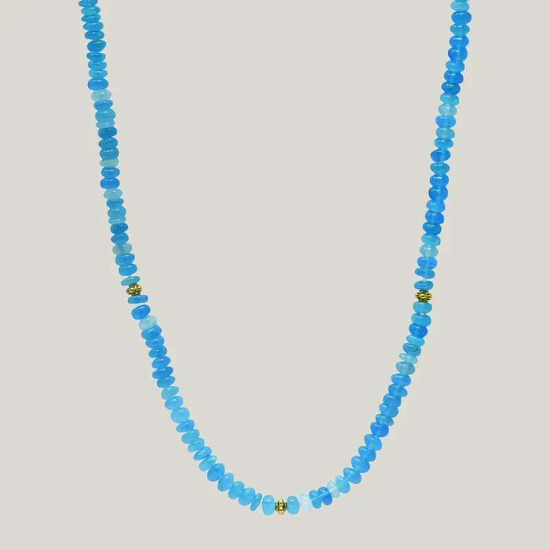Boheme Smooth Paraiba Opal Rondelle Beaded Necklace - Anzie (Consigned)