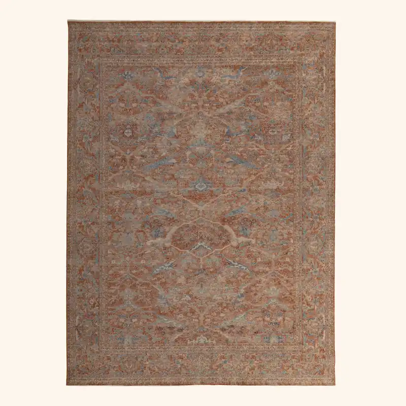 Red Sabideh Distressed Traditional Wool Rug - 9' x 12'