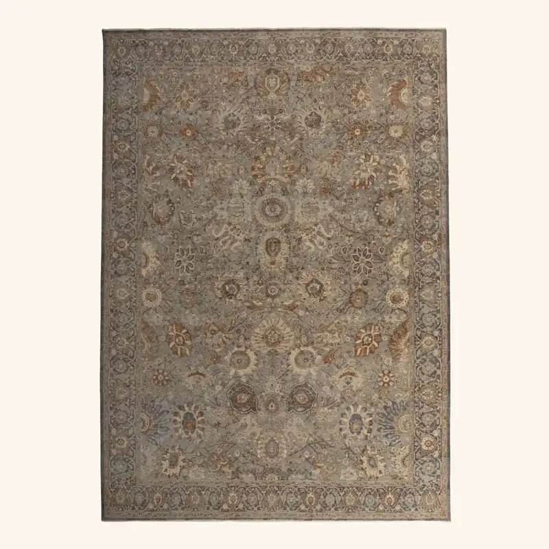 Brown Sabideh Distressed Traditional Wool Rug - 10'x14'