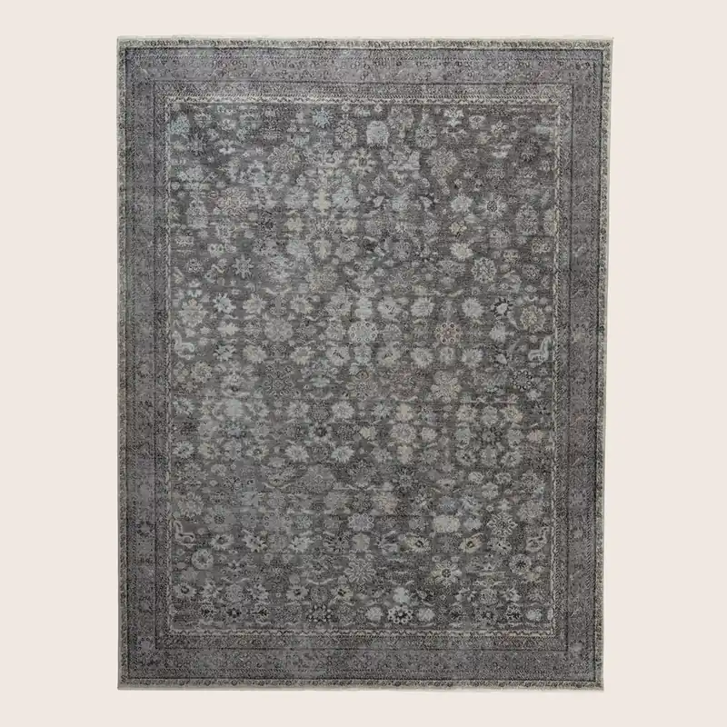 Grey Sabideh Traditional Wool Rug - 9' x 12'