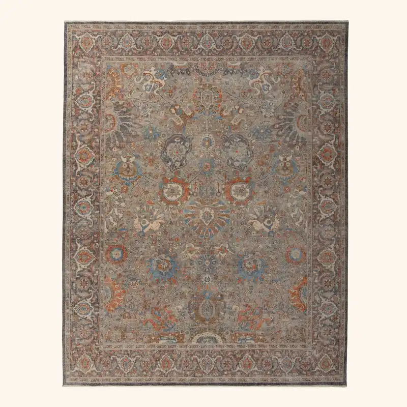 Brown Sabideh Distressed Traditional Wool Rug - 8' x 10'