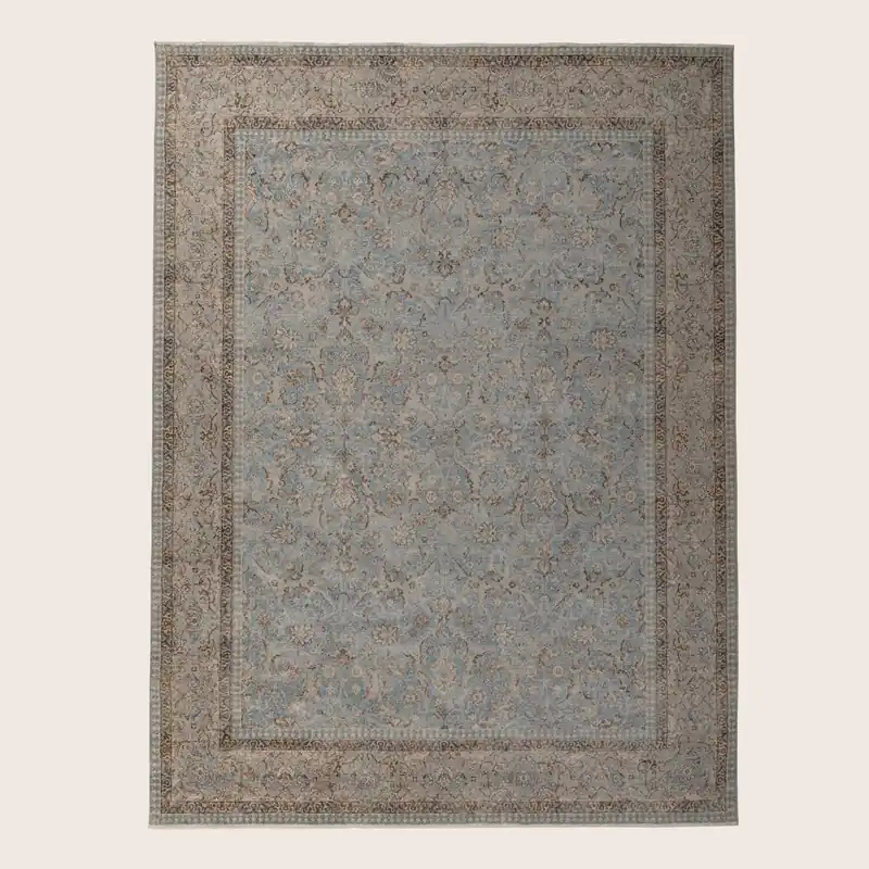 Blue & Brown Sabideh Traditional Wool Rug - 9' x 12'