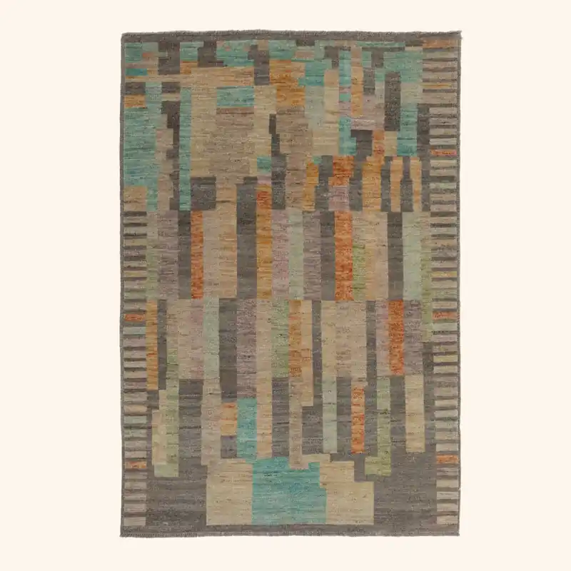 Zameen Geometric Transitional Wool Rug - 4'2" x 5'11"