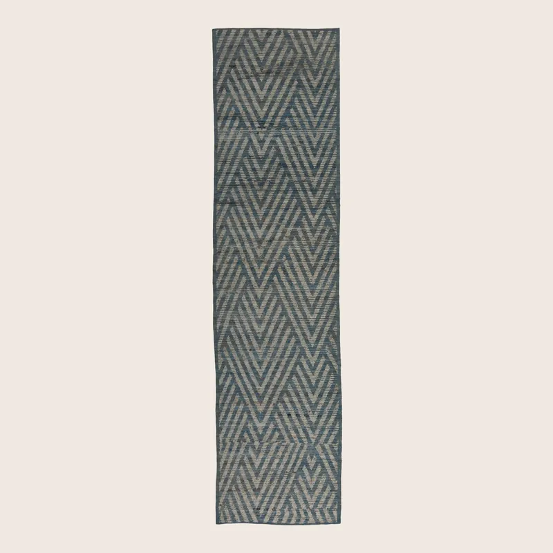 Blue Zameen Transitional Wool Runner - 3'2" x 10'2"