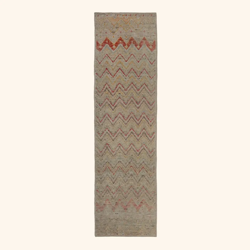 Zameen Chevron Transitional Wool Runner - 2'9" x 9'10"