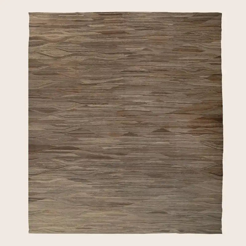 Brown Zameen Geometric Transitional Wool Rug - 13'2" x 14'4"