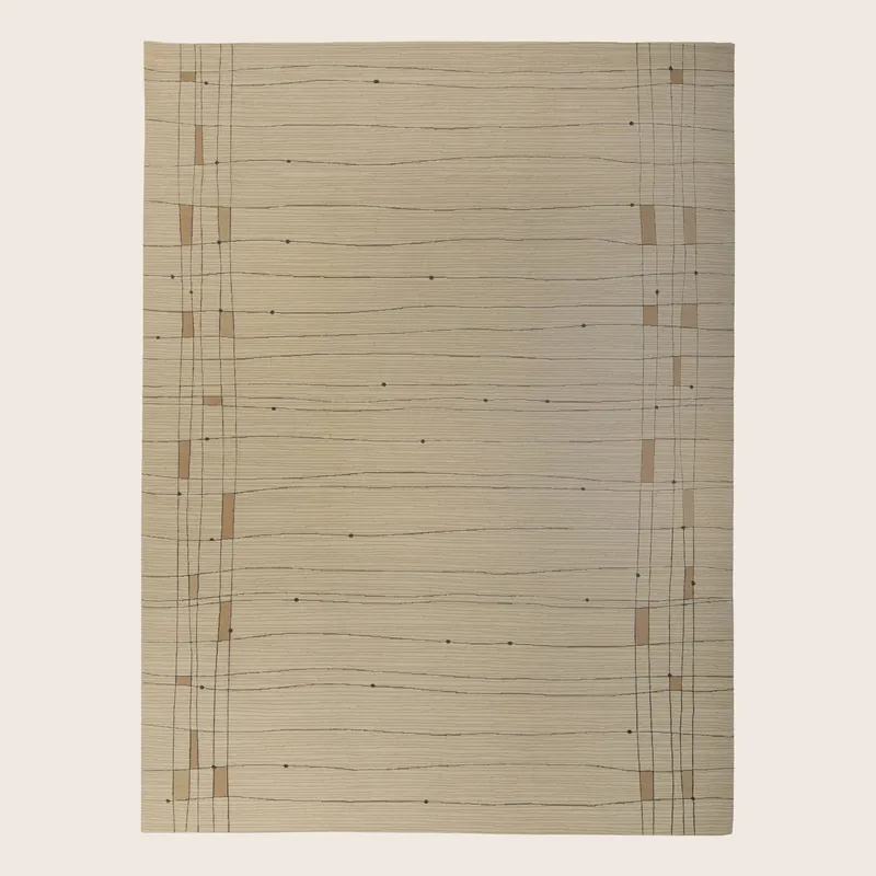Cream Contemporary Tibetan Wool Rug - 9' x 12'