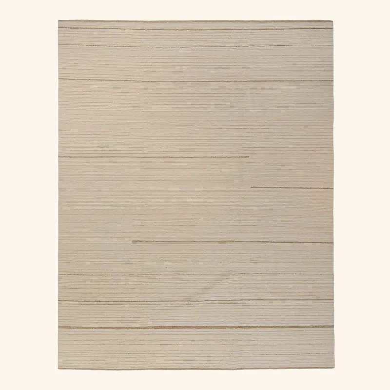 Cream Contemporary Tibetan Wool Rug - 8' x 10'