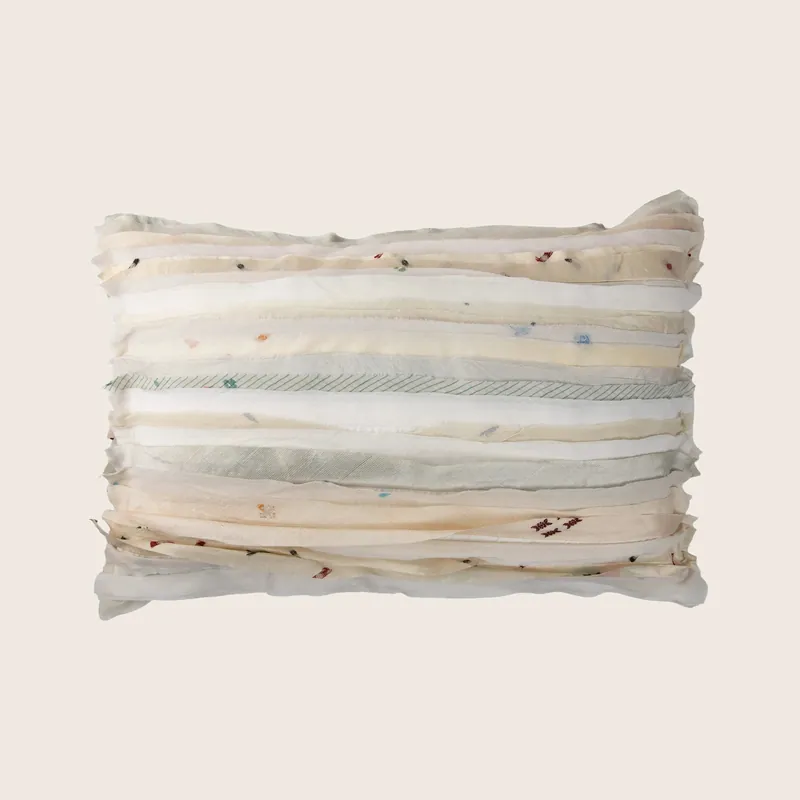 White Wavy Stripe Pillow - Mieko Mintz