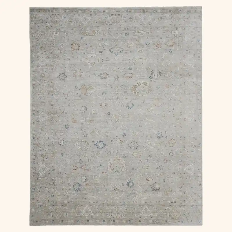 Grey Transitional Silk Rug - 7'11" x 10'