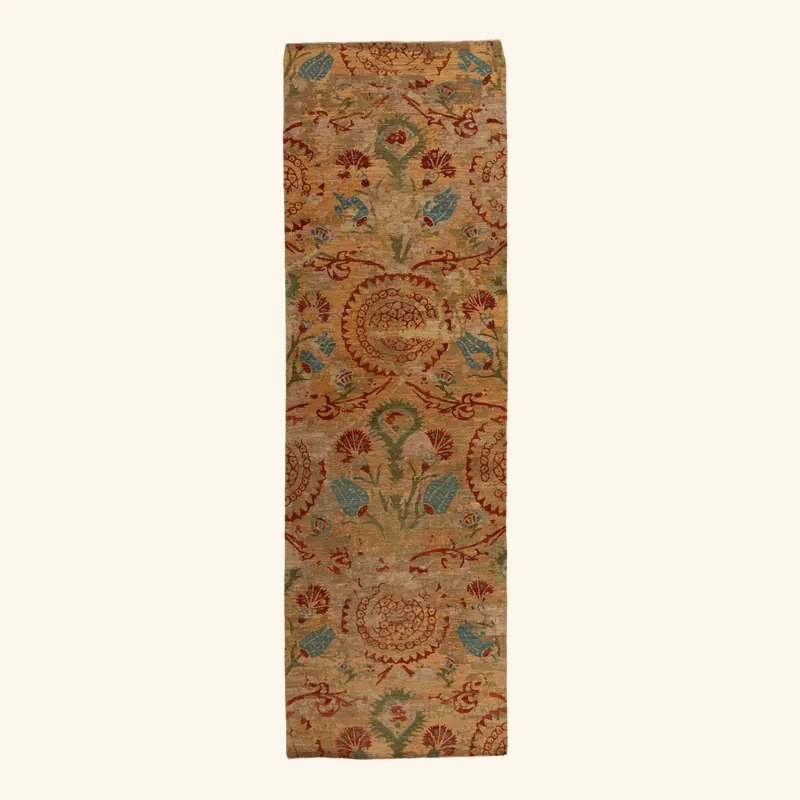 Orange Aurora Modern Wool & Silk Runner - 2'11" x 9'7"