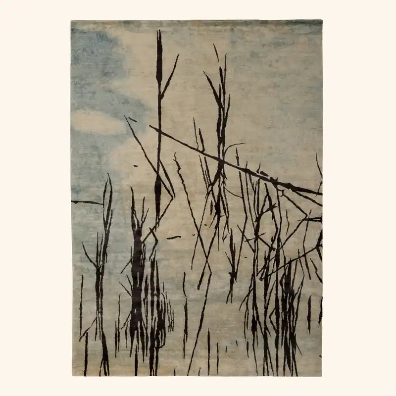 Multicolored Aurora Tibetan Modern Silk Rug - 6' x 9'
